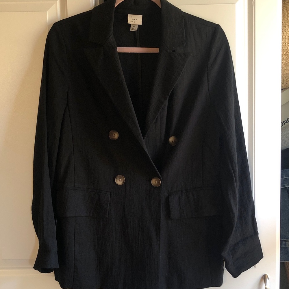a new day Women's Classic Lightweight Double Breasted Black Blazer